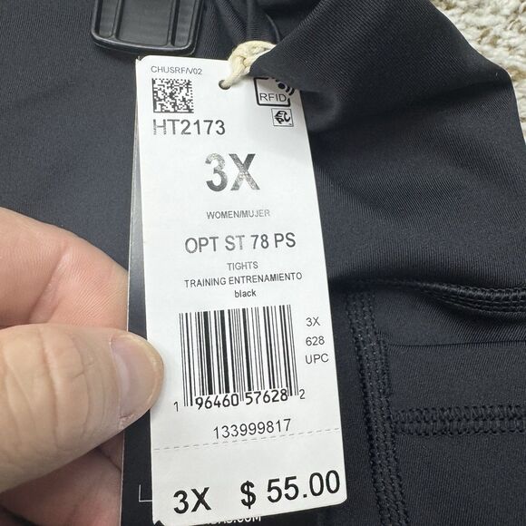 Adidas Optime Leggings Womens 3X Black Plus Size 7/8 Gym Run Training Ladies New - Picture 4 of 16